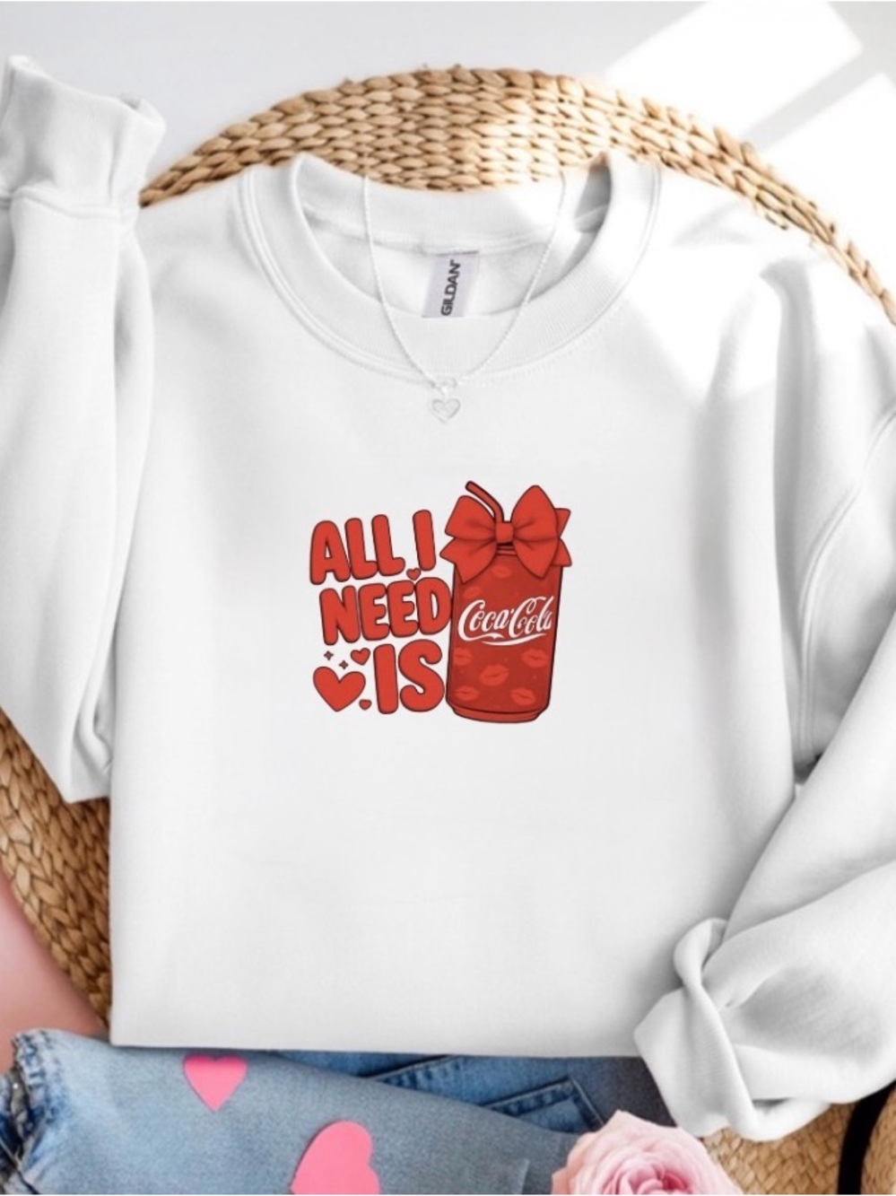 All I Need Is Coke Funny Soda Lover Sweatshirt Girly Graphic